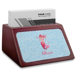 Mermaid Red Mahogany Business Card Holder (Personalized)