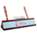 Mermaid Red Mahogany Nameplate with Business Card Holder (Personalized)