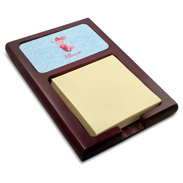 Custom Mermaid Red Mahogany Sticky Note Holder (Personalized)