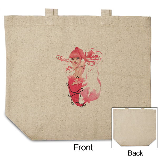 Mermaid Reusable Cotton Grocery Bag - Front & Back View