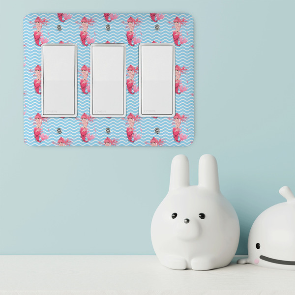 Mermaid Rocker Light Switch Covers - Triple - IN CONTEXT