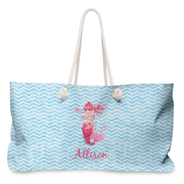 Custom Mermaid Large Tote Bag with Rope Handles (Personalized)