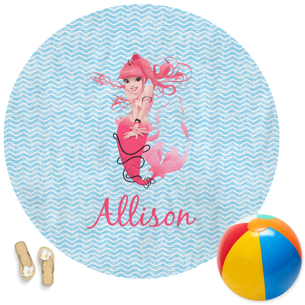 Custom Mermaid Round Beach Towel (Personalized)
