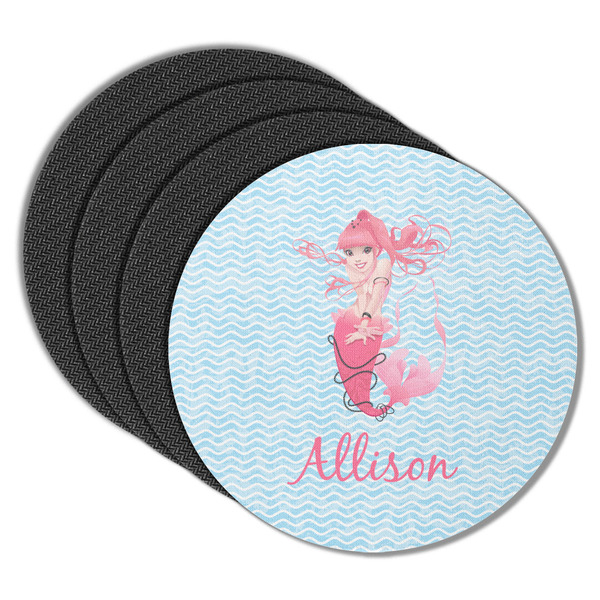 Custom Mermaid Round Rubber Backed Coasters - Set of 4 (Personalized)
