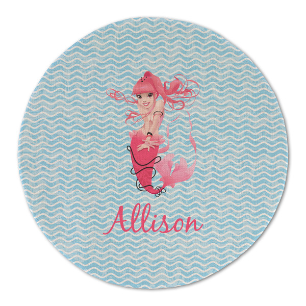 Custom Mermaid Round Linen Placemat - Single Sided (Personalized)