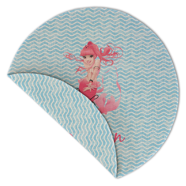 Mermaid Round Linen Placemats - Front (folded corner double sided)