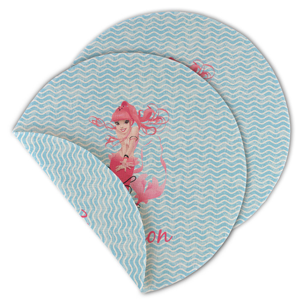 Custom Mermaid Round Linen Placemat - Double Sided - Set of 4 (Personalized)