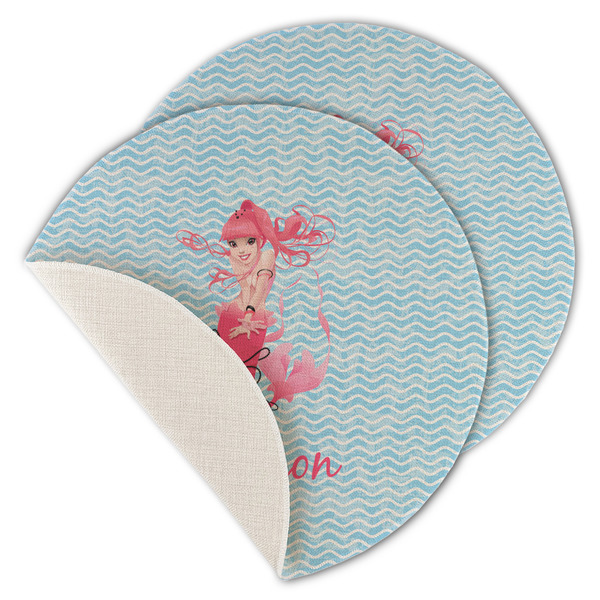 Custom Mermaid Round Linen Placemat - Single Sided - Set of 4 (Personalized)