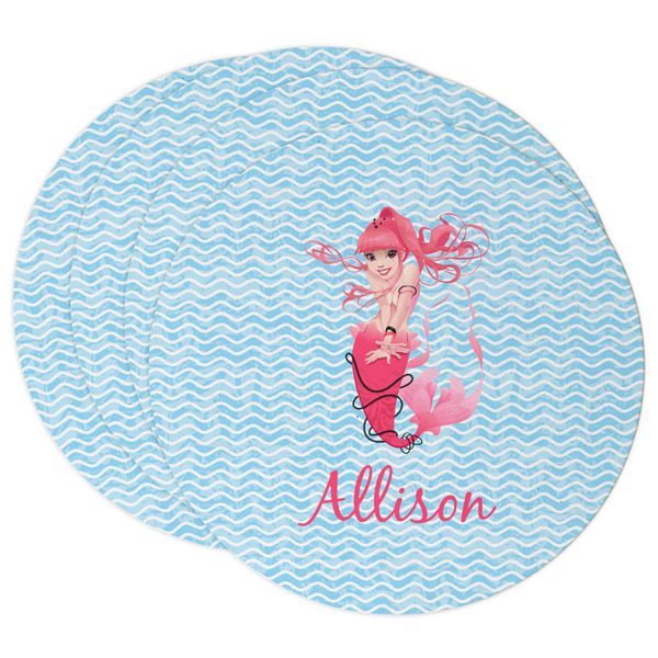 Custom Mermaid Round Paper Coasters w/ Name or Text