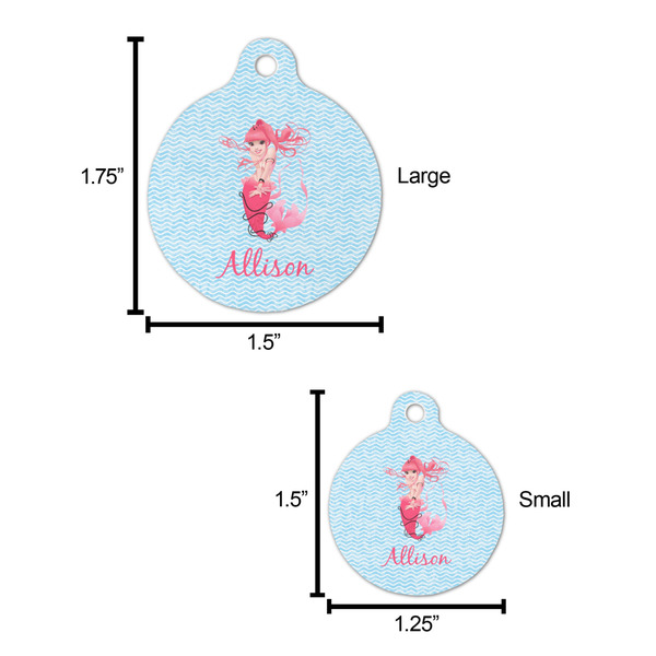Mermaid Round Pet ID Tag - Large - Comparison Scale