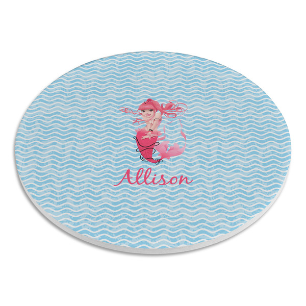 Mermaid Round Stone Trivet - Angle View