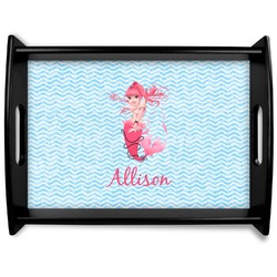 Mermaid Black Wooden Tray - Large (Personalized)