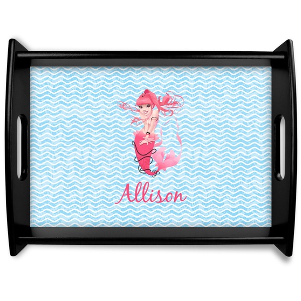 Custom Mermaid Black Wooden Tray - Large (Personalized)