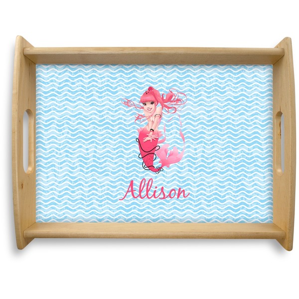 Custom Mermaid Natural Wooden Tray - Large (Personalized)
