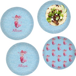 Mermaid Set of 4 Glass Lunch / Dinner Plate 10" (Personalized)