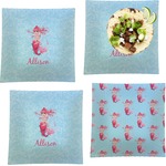 Mermaid Set of 4 Glass Square Lunch / Dinner Plate 9.5" (Personalized)