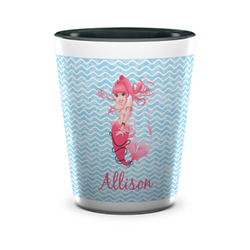 Mermaid Ceramic Shot Glass - 1.5 oz - Two Tone - Set of 4 (Personalized)
