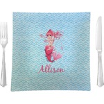 Mermaid 9.5" Glass Square Lunch / Dinner Plate- Single or Set of 4 (Personalized)