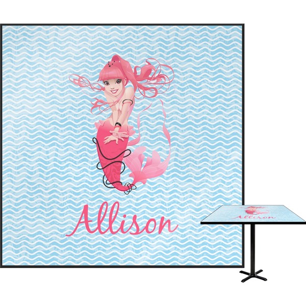 Custom Mermaid Square Table Top - 30" (Personalized)