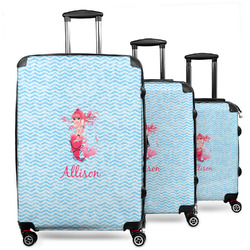 Mermaid 3 Piece Luggage Set - 20" Carry On, 24" Medium Checked, 28" Large Checked (Personalized)