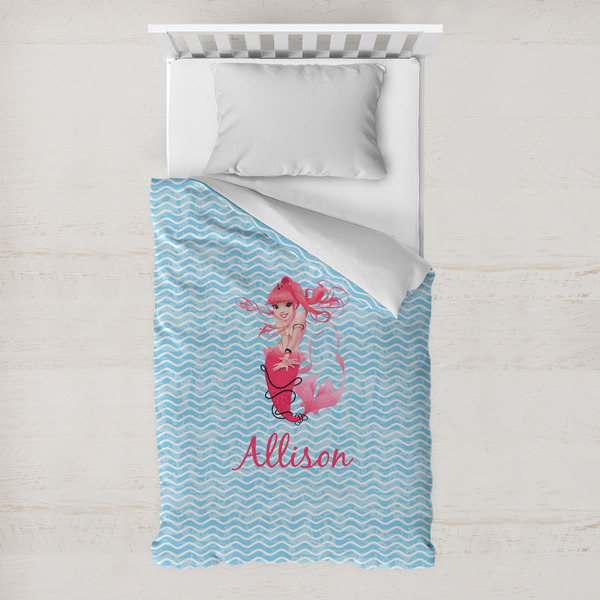 Custom Mermaid Toddler Duvet Cover w/ Name or Text