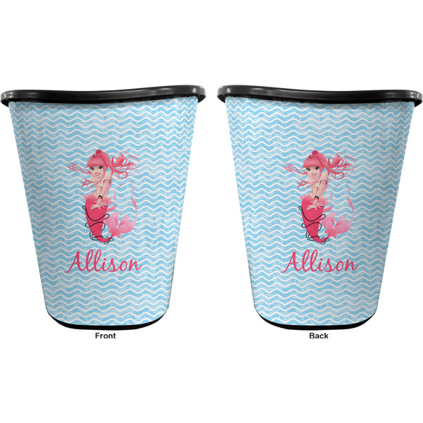 Mermaid Trash Can Black - Front and Back - Apvl