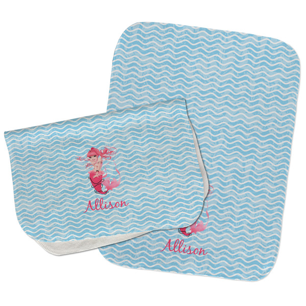 Mermaid Two Rectangle Burp Cloths - Open & Folded