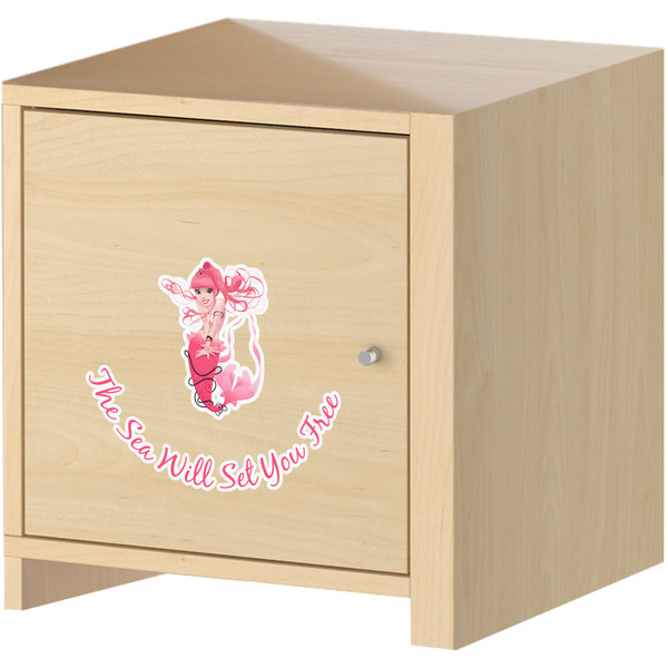 Mermaid Wall Graphic on Wooden Cabinet