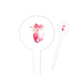 Mermaid 4" Round Plastic Food Picks - White - Single Sided