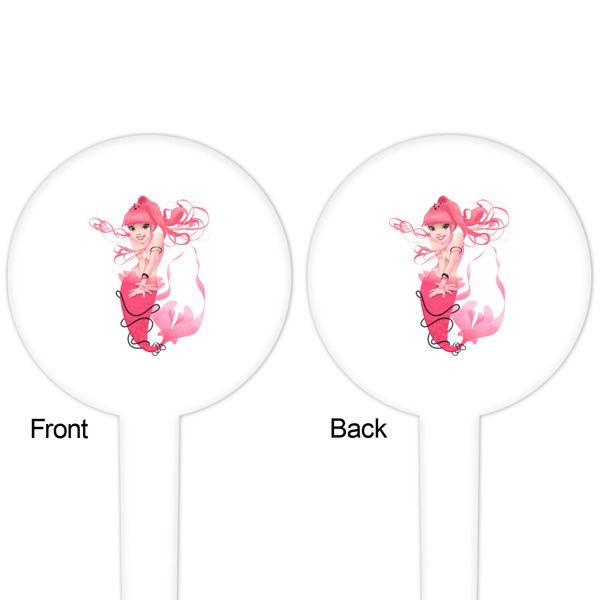Mermaid White Plastic 4" Food Pick - Round - Double Sided - Front & Back