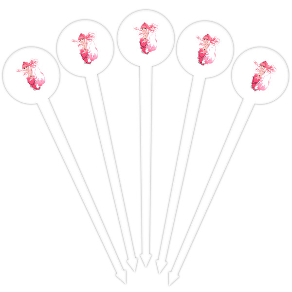 Mermaid White Plastic 4" Food Pick - Round - Fan View