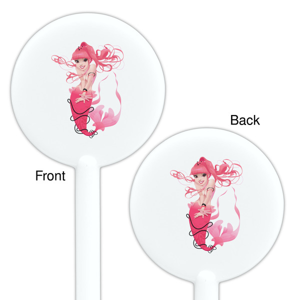 Mermaid White Plastic 5.5" Stir Stick - Double Sided - Round - Front & Back