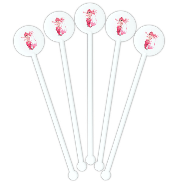 Mermaid White Plastic 5.5" Stir Stick - Fan View