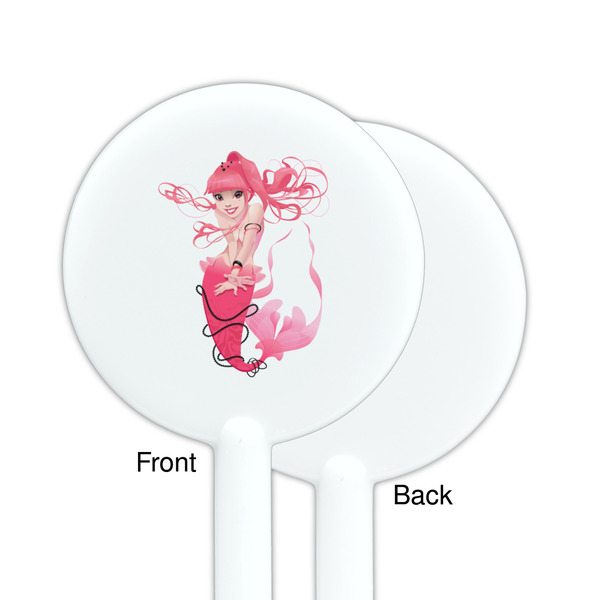 Mermaid White Plastic 5.5" Stir Stick - Single Sided - Round - Front & Back