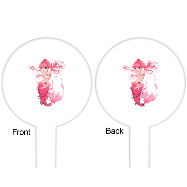 Mermaid White Plastic 6" Food Pick - Round - Double Sided - Front & Back