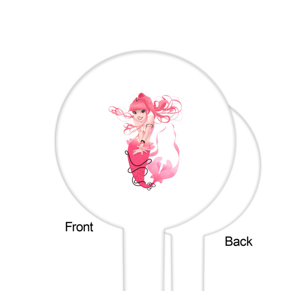 Mermaid White Plastic 6" Food Pick - Round - Single Sided - Front & Back