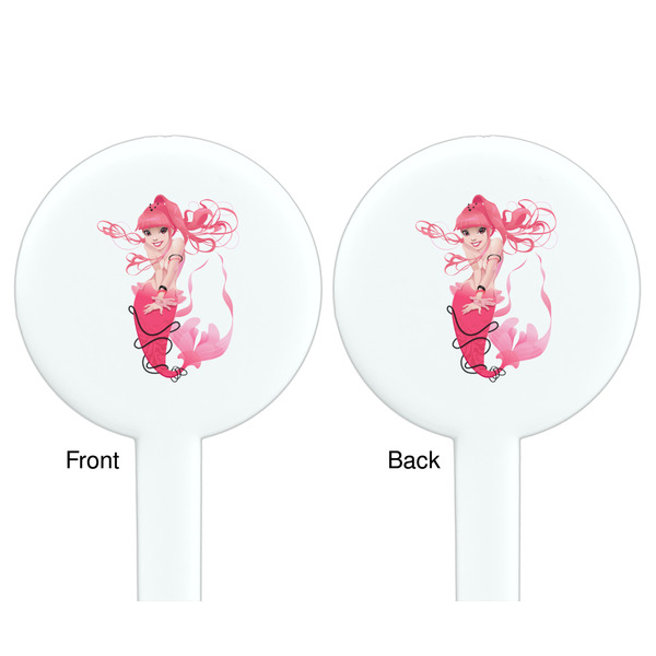 Mermaid White Plastic 7" Stir Stick - Double Sided - Round - Front & Back
