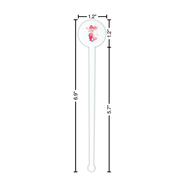 Mermaid White Plastic 7" Stir Stick - Round - Dimensions