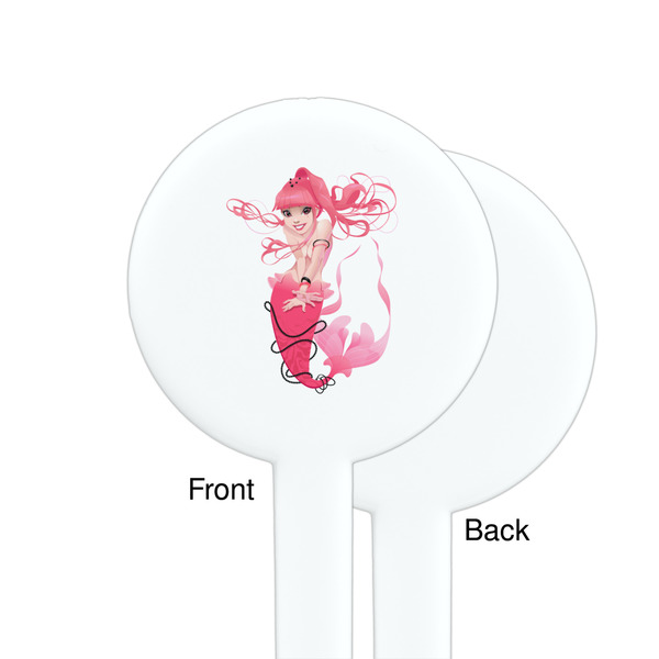 Mermaid White Plastic 7" Stir Stick - Single Sided - Round - Front & Back