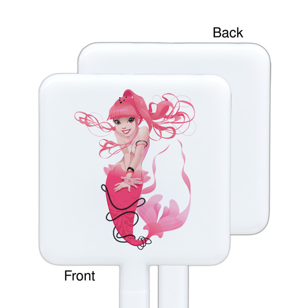 Mermaid White Plastic Stir Stick - Single Sided - Square - Approval