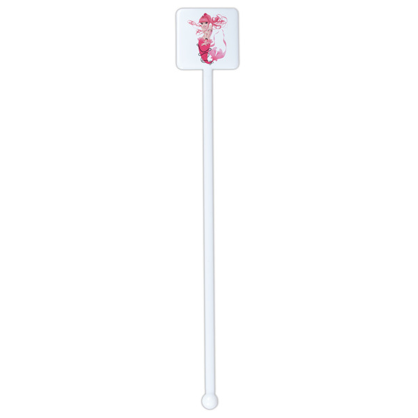 Mermaid White Plastic Stir Stick - Single Sided - Square - Single Stick