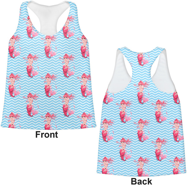 Mermaid Womens Racerback Tank Tops - Medium - Front and Back