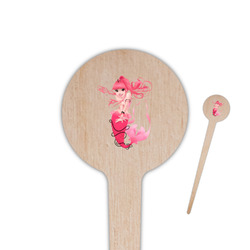 Mermaid 4" Round Wooden Food Picks - Single Sided