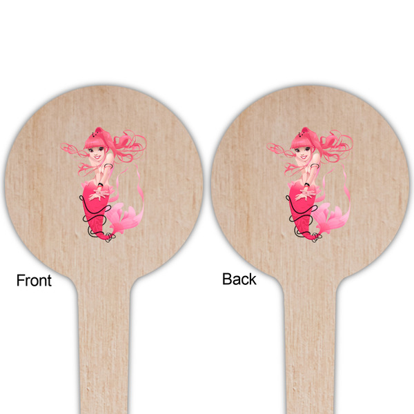 Mermaid Wooden 4" Food Pick - Round - Double Sided - Front & Back