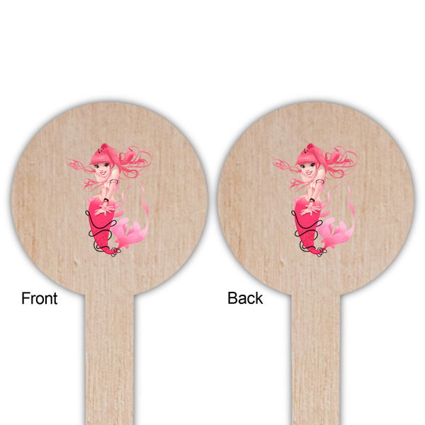 Mermaid Wooden 6" Food Pick - Round - Double Sided - Front & Back