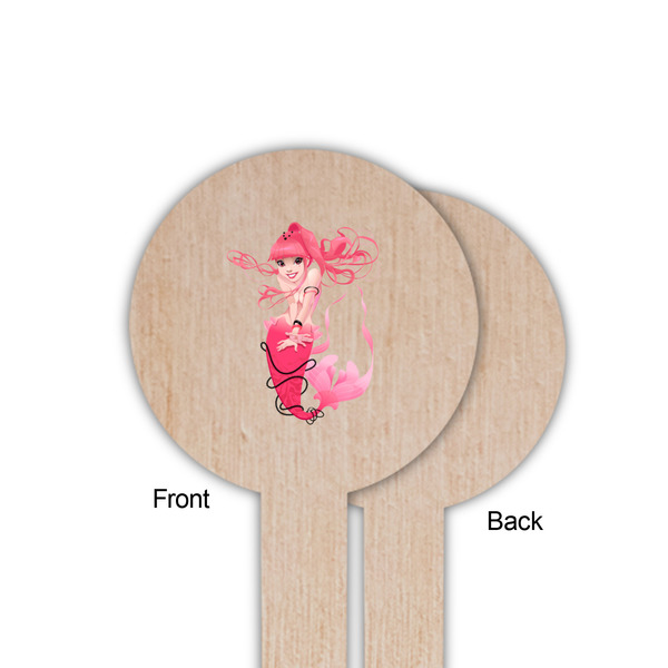 Mermaid Wooden 6" Food Pick - Round - Single Sided - Front & Back