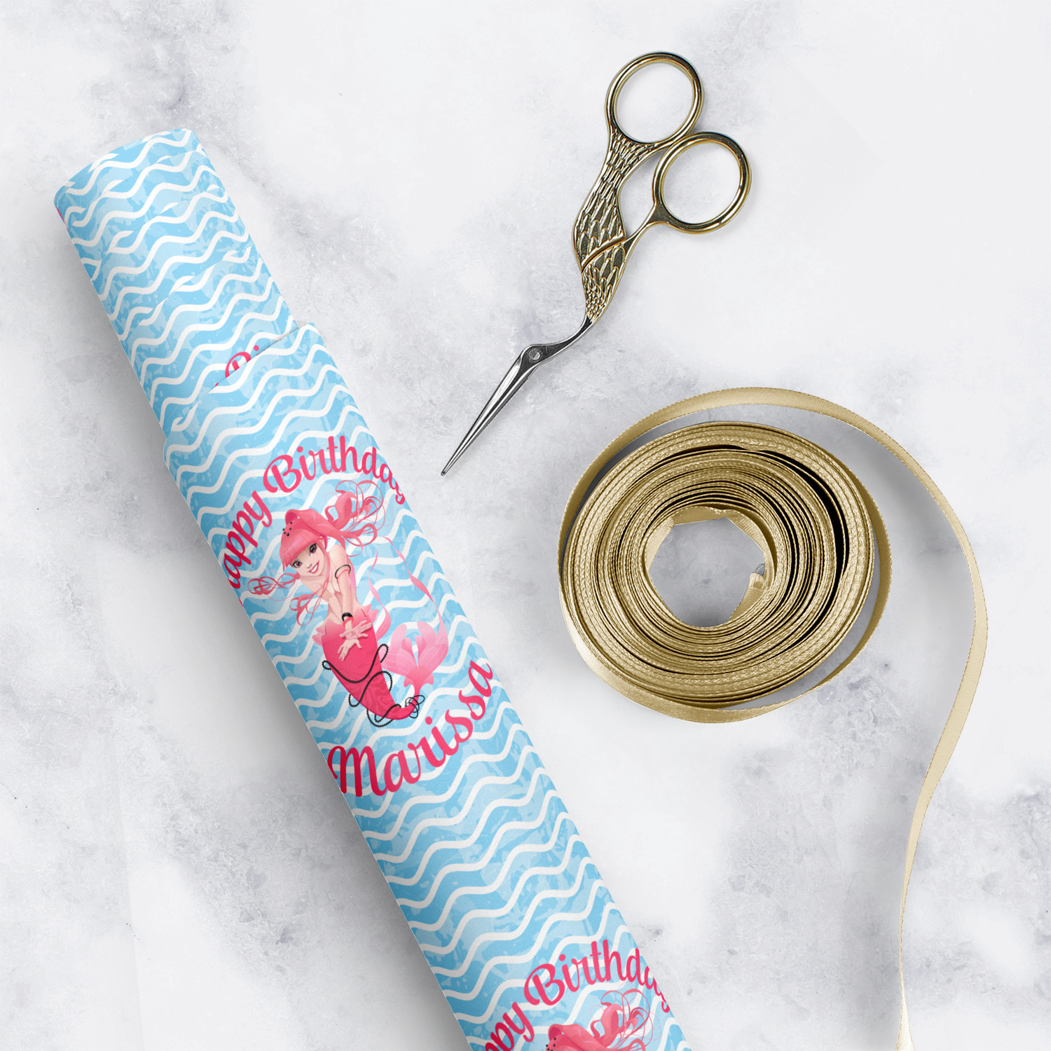 Mermaid Wrapping Paper Roll Small (Personalized) YouCustomizeIt