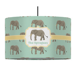 Elephant 12" Drum Pendant Lamp - Fabric (Personalized)