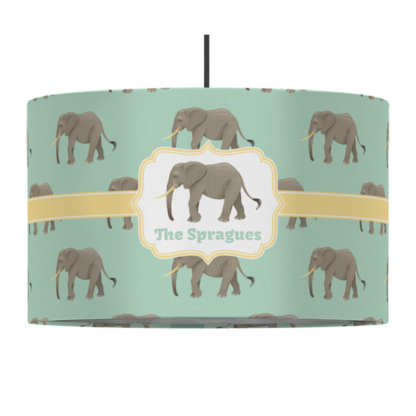 Custom Elephant 12" Drum Pendant Lamp - Fabric (Personalized)