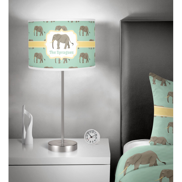 Elephant 13 inch drum lamp shade - in room